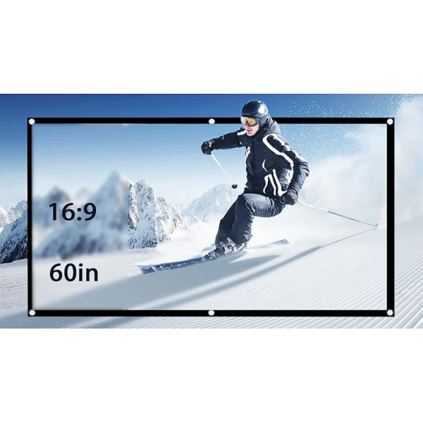 ASHATA Roller Blind Screen Projector Screen, Projection Screen 60-120 Inch Portable Foldable Projector Screen, Portable 16:9 Screen Home Cinema Projection Surface for Outdoor Camping Film / Open Air