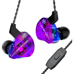 keephifi CCZ DC01 Pro In-Ear Monitor Headphones, 1DD Bass HiFi IEM Headphones, V-Shape Tuning Wired In-Ear Earphones, Removable 2-Pin Z-OFC Cables for Musicians, Drummers (Purple, with Micro)