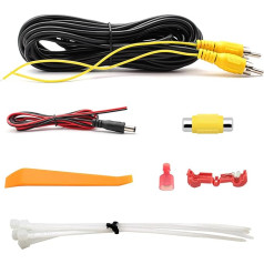 GREENAUTO 15M Improved Double Shielded RCA Video Cable for Connecting Monitor and Rear View Camera, AV Extension Cable with Yellow RCA Video Female to Female and Power Cable
