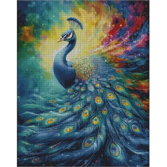 Full Embroidery Egyptian Cotton Thread 14CT Print Peacock Cross Stitch Kit For Adults Kids Beginners 65x80cm,Printed Patterns Dimensions Needlepoint Art Crafts for Home Wall Decor