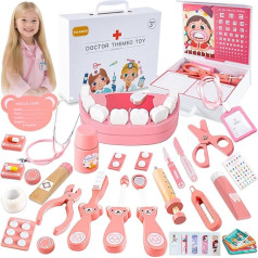 Doctor's Case, Children's Wooden Play Set, Doctor's Case for Children from 3, 4, 5 Years, Medical Toy with Real Stethoscope, Role Play Toy