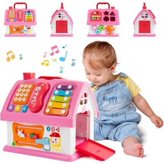 Multifunctional Montessori Toy for Boys, Toddler House Toy for 1 2 3 Year Olds (Pink)