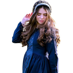 Leonardo Carbone® Elaine Women's Velvet Hat | Pearl Decoration | Medieval Design | Carnival, Halloween, Cosplay, LARP, Hood, Hat, Headpiece | 100% Cotton