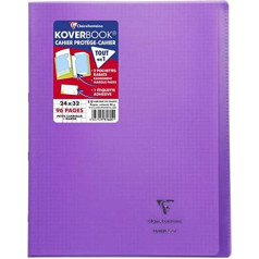 Clairefontaine 981605C Pack of 10 Koverbook Notebook DIN A4+, 24 x 32 cm, 48 Sheets Squared with Margin, 90 g, Polypropylene Cover, Purple, 1 Pack