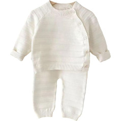 SIRRI Baby Girls' Striped Knitted Jumper & Leggings Set, Long Sleeve Autumn Winter Loungewear