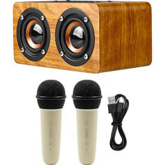 Tiardey H3 Wooden Karaoke Machine Microphone Karaoke with 2 Wireless Microphones Boyfriend Husband