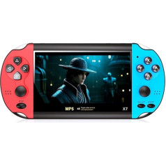 HLF 10.9 cm dual joystick colour video game console built-in 3000 games support 10 types of simulators, game, video music, AV out, rechargeable lithium battery (blue).