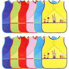 Guiqulai 4/12/16 Art Coats for Kids Painting Aprons Sleeveless Painting Coats Kids Art Aprons with 3 Pockets for Age 3-8 Years