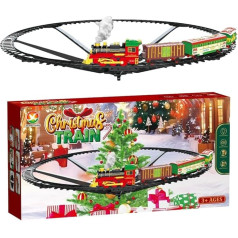 XEERUN Electric Train Toy, Christmas Train Railway, Steam Train Toy, Railway Children Electric, Christmas Train Around the Tree Gift for Girls, Children, Boys