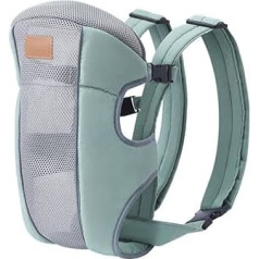 Ergonomic Baby Carrier from Birth to 20 kg, 4 Positions, Breathable and Padded, Ergonomic Front and Back, Green