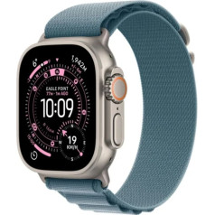 Pulkstenis ultra 3 gps + mobilais 49 mm titāna apvalks dabīgā krāsā, gaiši zila alpine josla - l izmērs