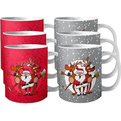 Mulled Wine Mugs 'Crazy Christmas' / Christmas Market Mug, Stoneware, Set of 6, 300 ml