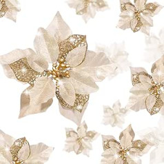 24 Pieces Christmas Sparkle Christmas Star Flowers Artificial Christmas Flowers Wedding Christmas Tree New Year Ornaments