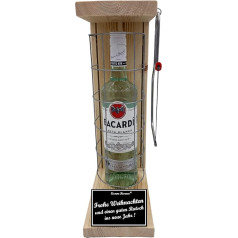 Bacardi Gift Christmas New Year - Bacardi Gift Set - Iron Reserve Grid Cage Text Black/W Merry Christmas and a Good Slip Rum (1 x 0.70 L)