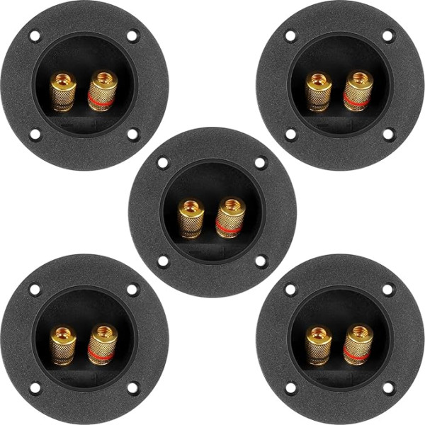 NUOBESTY Pack of 5 Speaker Terminal Connection Cups - 2-Way Spring Clamps for DIY Speaker Projects and Subwoofers, Black