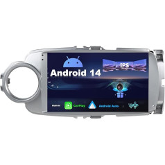 SXAUTO Android 14 IPS Car Radio for Toyota Yaris GRMN (2011-2018) - Built-in CarPlay / Android Car - Reversing Camera Free - 2G + 32G - Steering Wheel Control DAB Fast Boot WiFi DSP - 2 DIN 9 Inch