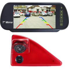 Dual Rear View Camera with 3rd Brake Light, Double Lens Rick Camera + 7'' LCD Rear View Mirror for Nissan NV400 X62 X62B/Opel Vauxhall Movano B X62 MKII MK2 MK3 MKIII/Renault Master III JV FV Van