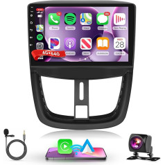 4G + 64G Wireless Carplay Android Car Radio for Peugeot 207 2006-2015 9 Inch Touchscreen Car Radio with Android Car Navigation GPS WiFi Mirror Link Bluetooth FM/RDS/32 EQ/USB Steering Wheel Control