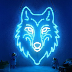 Wolf Neon Light, Dimmable LED Wolf Animal Neon Wall Sign USB Powered, Decorations for Bedroom, Living Room, Playroom, Man Cave, House, Birthday Gift for Boys and Men