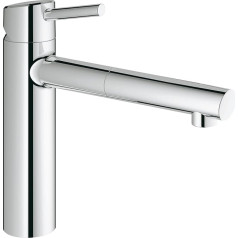 Grohe Concetto 32659001 Kitchen Sink Mixer Tap with Flat Spout, Pivoting Range 140°