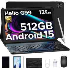 DOOGEE T40 PRO Android 15 Tablet 12 Inch - 2025 New Tablet with Keyboard/Pen/Mouse/Case, Helio G99, 10800 mAh, 20(8+12) GB RAM +512GB ROM (2TB TF), 2.4K Display, 16MP, 4G LTE, Dual SIM, Octa-Core