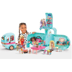 L.O.L. Surprise! OMG Glam N' Go Camper Playset with 50+ Surprises and 360° Play, Fully Furnished with Pool, Water Slide, Bunk Beds, Vanity, BBQ Grill, DJ Booth, and More - Great Gift for Kids Ages 4+