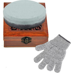 HOONAO Axe Sharpening Stone Double Grit Multipurpose Waterstone Blade Sharpener Double Sided with Cut Resistant Gloves and Wooden Gift Box