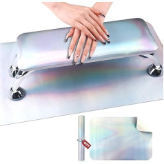 SAVILAND Hand Rest Nail Studio for Nails: Laser Colour Nail Arm Rest Hand Cushion Nail Art Accessories, Non-Slip Leather Manicure Nail Armrest Cushion, Tech Nail Accessories, Nail Table for Home DIY