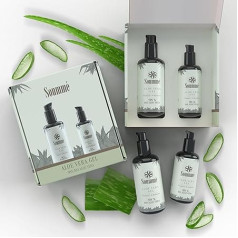 Soumme Aloe Vera Gel 200 ml & 100 ml Travel Size // 100% Natural // 98% Organic Aloe Vera // With Vitamin C & Hyaluronic // Vegan // Smells Fresh Thanks to Natural Grapefruit // Glass Bottles, Made in