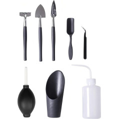 8 Piece Succulent Bonsai Grooming Kit Garden Plant Trimming Tool Kit Includes Tweezers, Spade, Rake, Spray Bottle