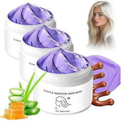 Detroitrain Purple Keratin Hair Cream, Moisturising Conditioner, Moisturises and Makes Hair Smooth, Gives It Shine and Provides a Healthier Look (Pack of 3)