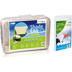 UV ēnaina dārza bura, poliesteris, 4 m kvadrātveida, krēma, hidrofobizēta virsma, GB504 + GB508