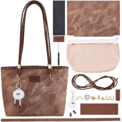 WEBEEDY DIY Tote Bag Making Kit DIY Handmade Set for Making PU Leather Shoulder Bags for Women Adults Hand Stitched Leather Sewing Kit with Sewing Tool and Instructions (English language not