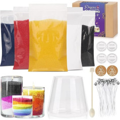 Candle Sand with Wick Set, 500 g, 5 Colours Candles, Sand Bead Candles with Wicks, Mixing Cup, Spoon, Heat-resistant Mat and Dust Cover - Complete Set for DIY Candle Making