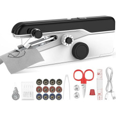 Mini Electric Hand Sewing Machine - Robofun S3 Portable Electric Sewing Machine with Sewing Accessories, 2 Modes, Lightweight & Easy for Beginners - Ideal for Clothes, Curtains, DIY, Travel