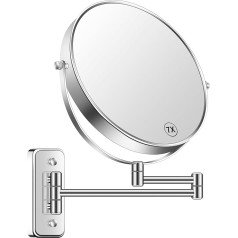 BTremary 22.9 cm Vanity Mirror Wall Mounted with 7x Magnification Shaving Mirror Double Sided 360° Swivelling Extendable Bathroom Mirror for Men and Women Chrome