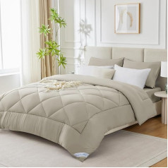 WAVVE Duvet 200 x 200 cm, Warm Winter Duvet, XL 450 GSM Microfibre Duvet 200 x 200 cm, Soft Cuddly Quilt 200 x 200 cm, Beige
