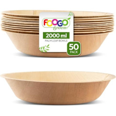 FOOGO Green Palm Leaf Bowls 2000 ml, Diameter 30 cm, Pack of 10 - Sturdy Disposable Palm Leaves Bowls - Compostable & Biodegradable Tableware - Disposable Tableware for Party & Picnic