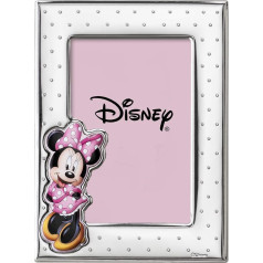 VALENTI & CO. Disney Baby Minnie Mouse Photo Frame in Silver with Colourful Painted Details for Table or Bedside Table for the Children's Room, Christening or Birthday Gift Idea