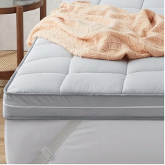 Jamdok Matratzenauflage aus Memory-Schaum, gesteppt, abnehmbarer Bezug, mittelfest, Grau, 7,6 cm, 135 x 190 x 7,6 cm