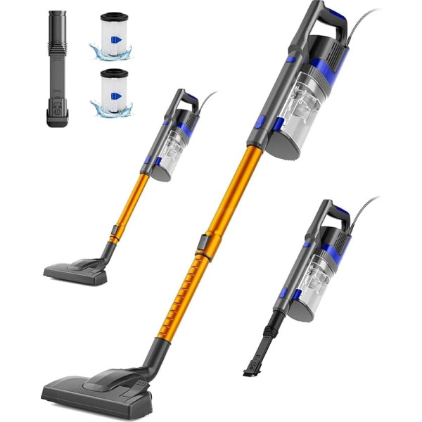 VACTechPro 32KPa/680W/6M Vacuum Cleaner, Vacuum Cleaner with Cable Con 800 ml Pattumiera, Handle Vacuum Cleaner with Cable Con Design a Doppia Maniglia, Vacuum Cleaner per Pavimenti Duri, ORO