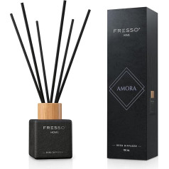 FRESSO Reed Diffuser | Diffuser with Sticks I Room Fragrance | Fragrance Sticks Modern Stone Design | 100 ml (Amora 100 ml)