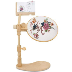 RoseFlower Cross Stitch Stand Embroidery Hoop Wooden Rotating Embroidery Stand for Table Embroidery Hoop Stand Cross Stitch Frame Adjustable Sewing Tools, DIY Craft Embroidery Sewing Tools #4
