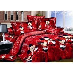 Haru Homie Kids Mickey Mouse Duvet Cover Set 100% Cotton Reversible 3 Piece Bedding Set with Zipper Queen (No Comforter)