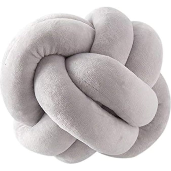SZETOSY Goodchanceuk Knot Ball Cushion Handmade Plush Toy Decorative Throw for Bedroom Sofa Car Office Playroom 25 x 25 cm Grey