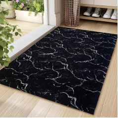Aoxisicoo Indoor Doormat 80 x 120 cm, Washable Dirt Trapper Mat, Super Thin Entrance Door Mat, Non-Slip Dirt Trapper Durable Carpet, Absorbent Kitchen Runner, Black