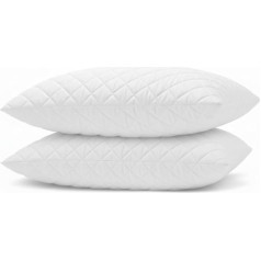 Bed'Ore 2 x Terry Waterproof Pillow Protectors - Cotton Cushion Covers - Machine Washable - Ultra Soft Cushion Covers - Pillow Protector with Zip