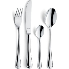 Amefa Elegance 24-Piece Cutlery Set, 18/10 Stainless Steel Highly Polished & Dishwasher Safe, Cutlery Set, Country House Charm with Fine Thread in Teardrop Shape, Cutlery