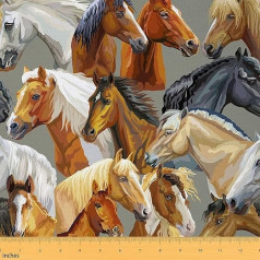 Watercolour Horse Fabric - Sold by the Metre - Colourful and Realistic Horse Style Fabric - 92 x 150 cm for Chairs and Craft Projects at Home Horse Breed Decorative Waterproof Fabric