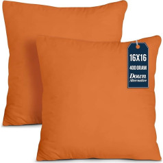 Utopia Bedding Throw Pillows, 16x16 Inch Bed Couch Pillows, Decorative Pillows for Indoor Use, Pack of 2, Orange